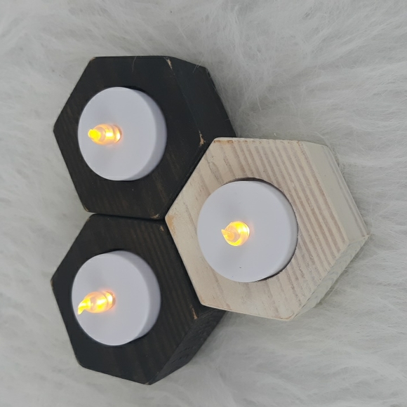 Rustic Handcrafted LED Candle Set - Picture 1 of 3